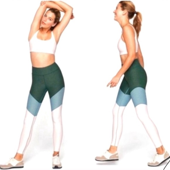 Outdoor Voices Green Color-block Leggings - Picture 1 of 5